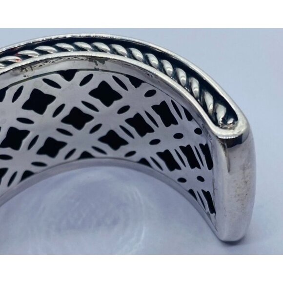 DAVID YURMAN SILVER 925 & 18K GOLD ALBION WHITE AGATE 25MM Wide - Picture 10 of 16